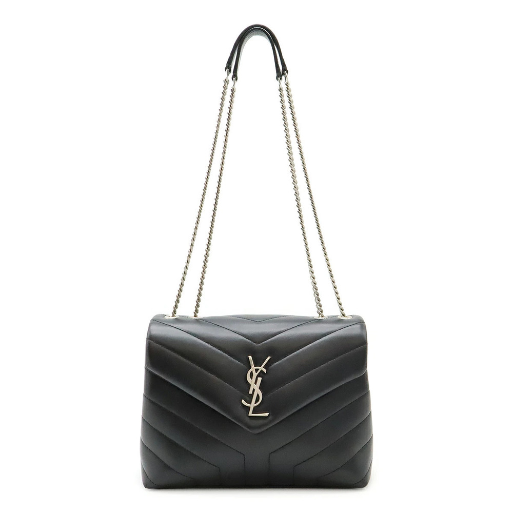SAINT LAURENT PARIS Yves YSL Loulou Chain Shoulder Bag Y Quilted Leather Black